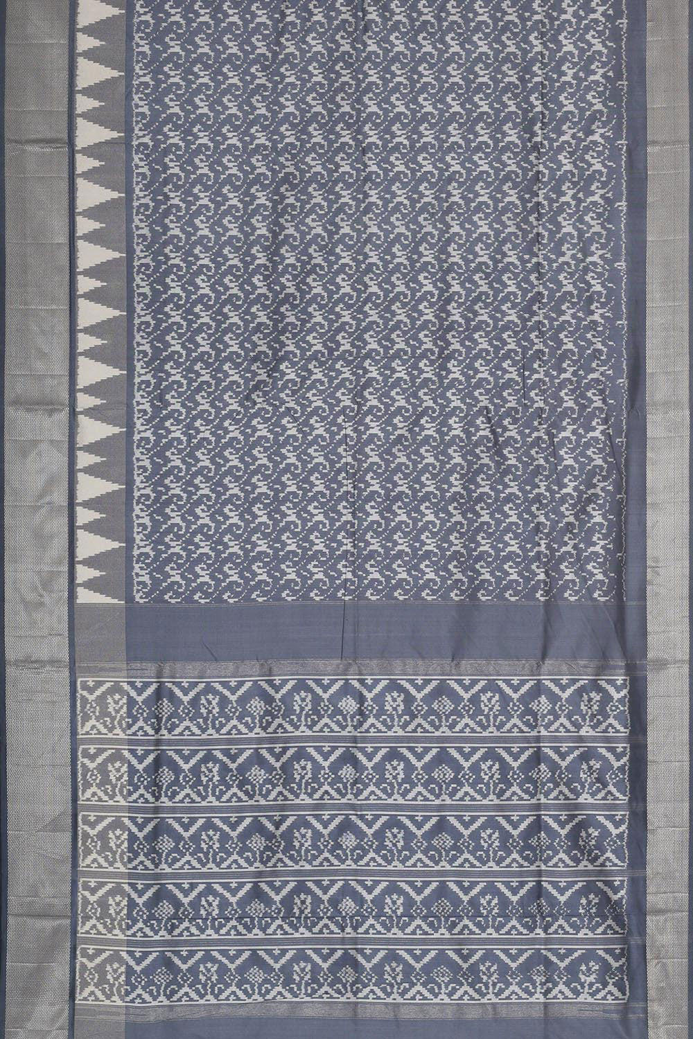 Ikat Silk Dark Grey Saree