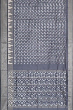 Image of Ikat Silk Dark Grey Saree