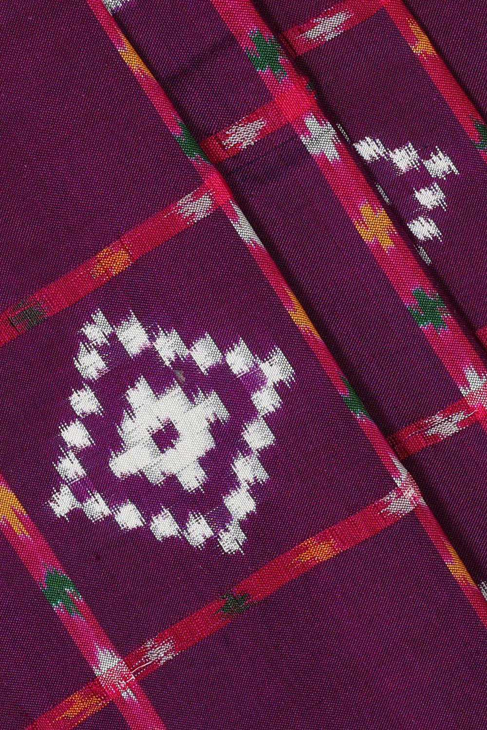 Image of Ikat Silk Violet Saree