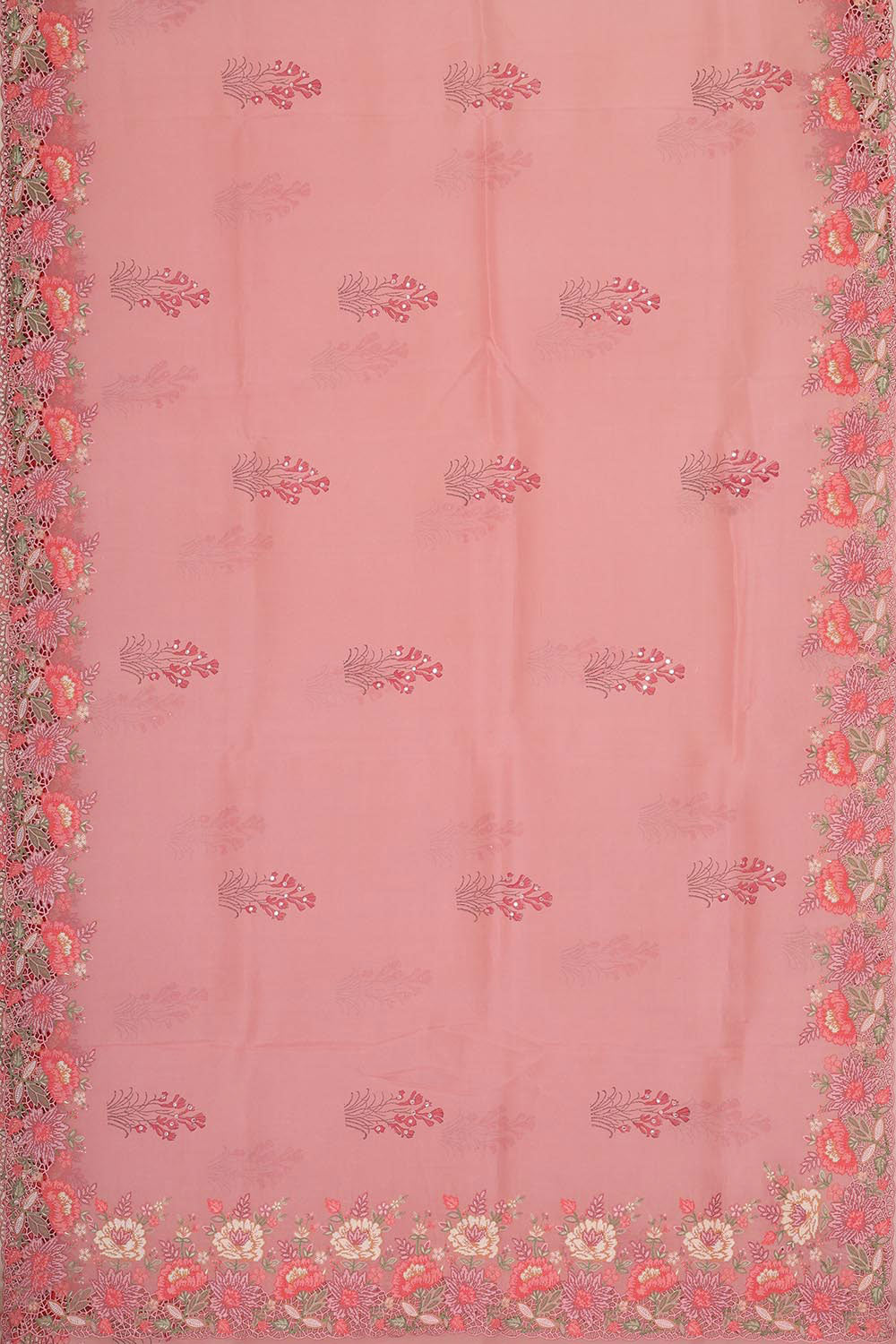 Collection of Banarasi Organza Onion Pink Saree in a gallery layout