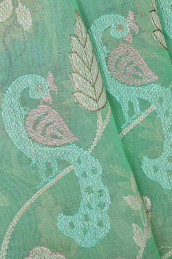 Collection of Banarasi Organza Light Pista Green Saree in a gallery layout