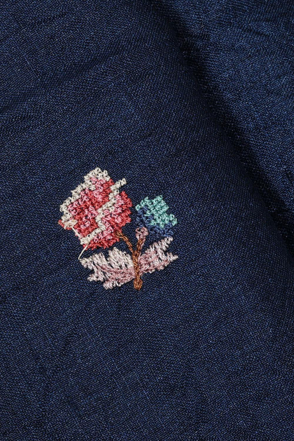 Image of Tussar Silk Navy Blue Saree