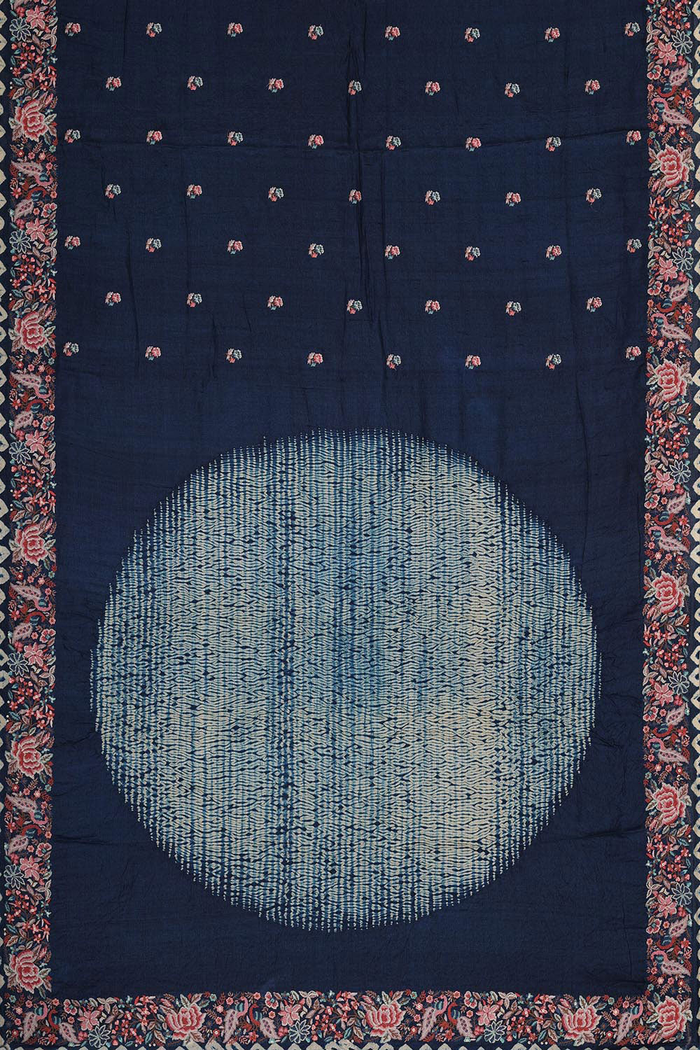 Image of Tussar Silk Navy Blue Saree