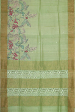 Collection of Tussar Silk Light Pista Green Saree in a gallery layout