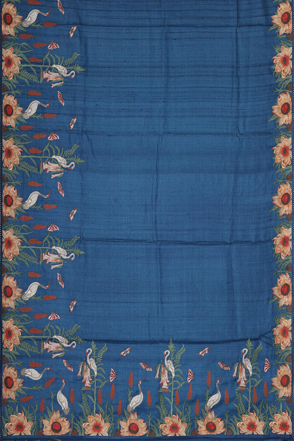 Collection of Tussar Silk Peacock Blue Saree in a gallery layout