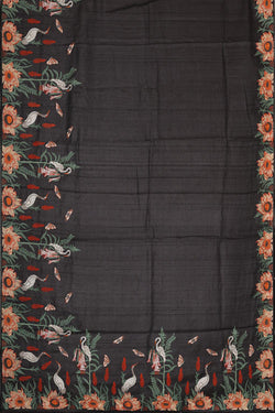 Collection of Tussar Silk Black Saree in a gallery layout