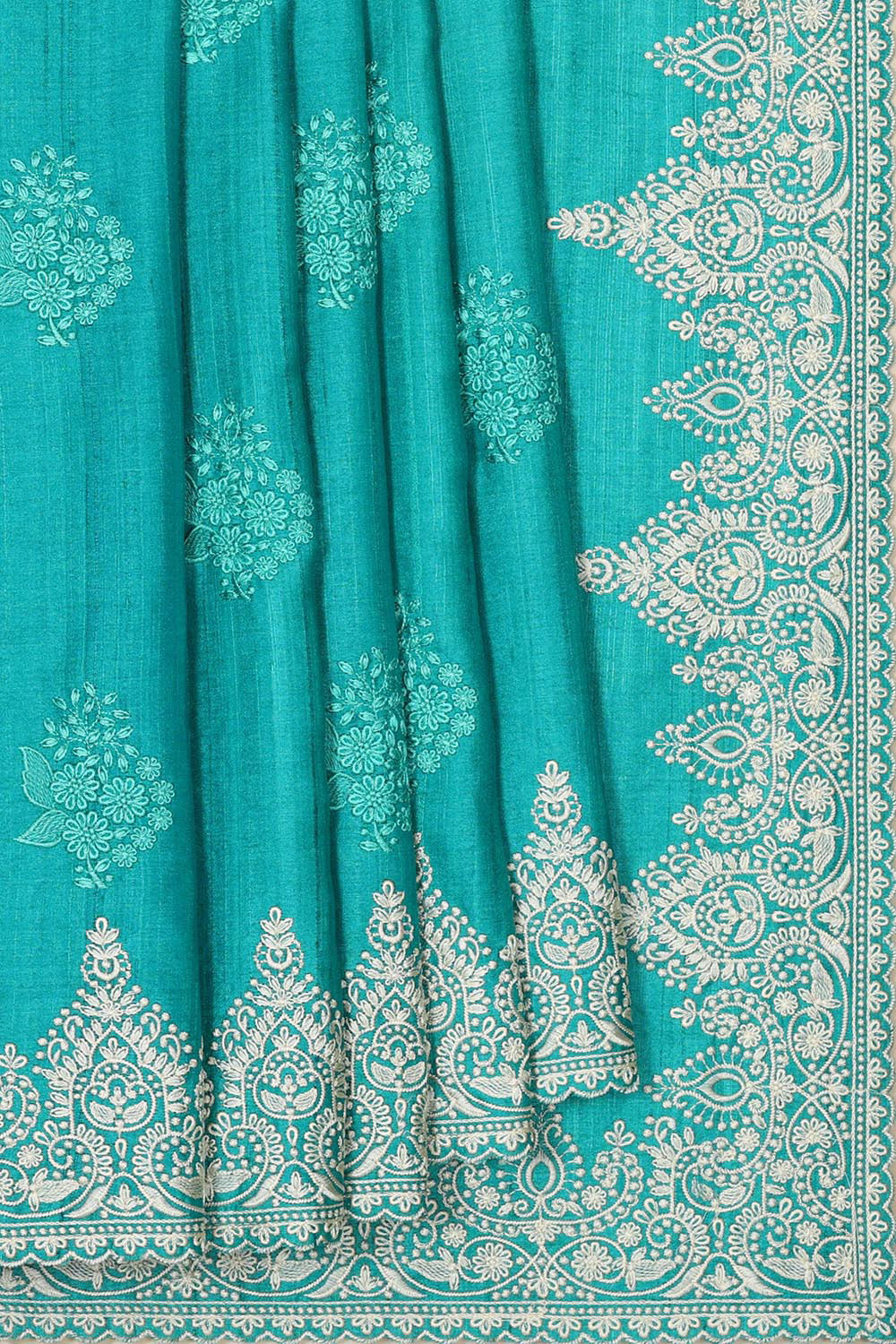 Collection of Tussar Silk Sea Green Saree in a gallery layout