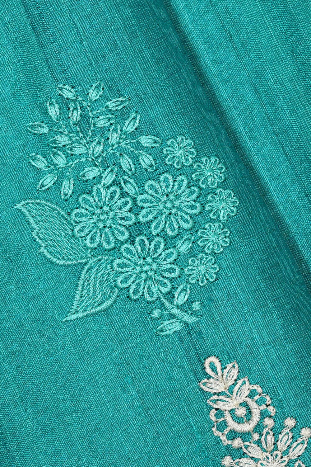 Image of Tussar Silk Sea Green Saree