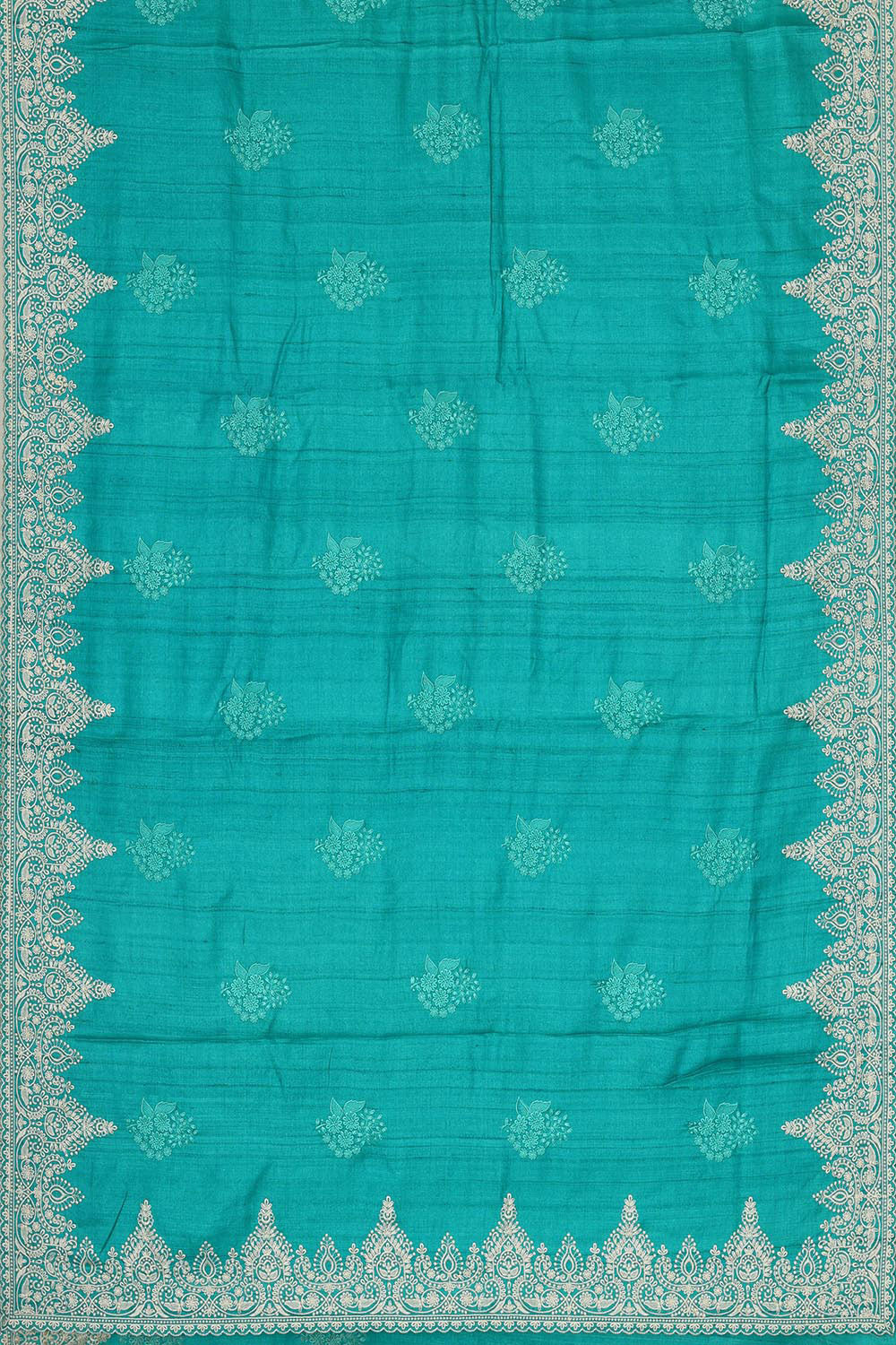 Image of Tussar Silk Sea Green Saree