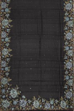 Collection of Tussar Silk Black Saree in a gallery layout