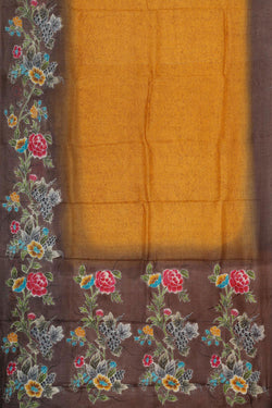 Image of Tussar Silk Mustard Yellow Saree