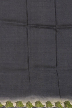 Image of Tussar Silk Charcoal Grey Saree