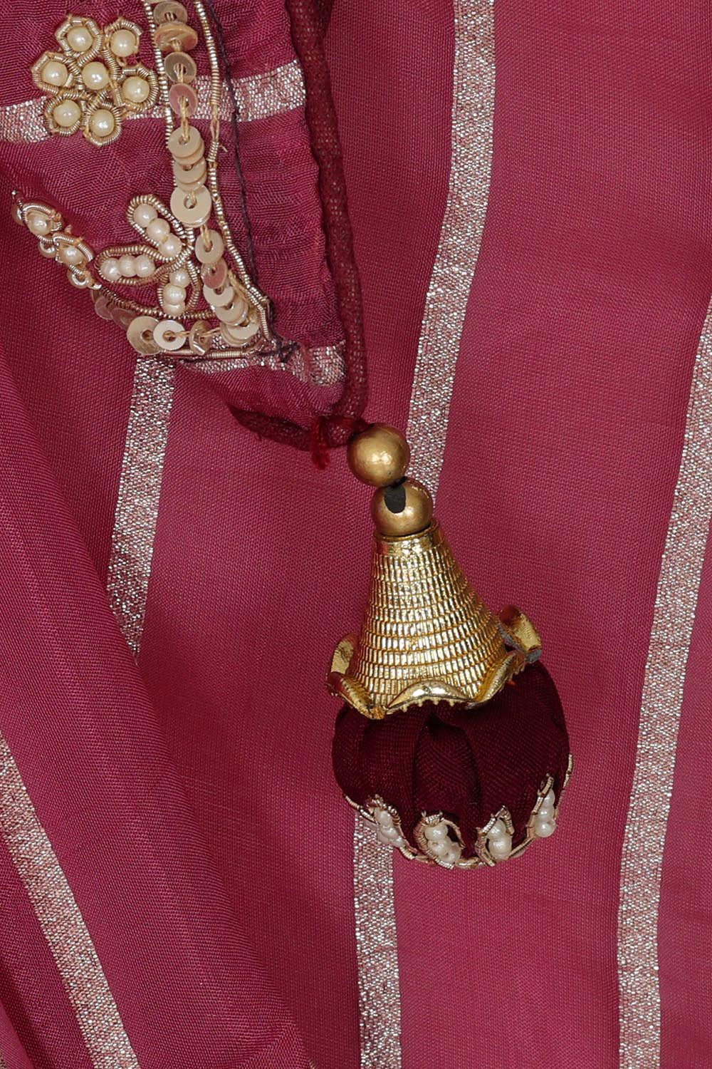 Collection of Glass Tissue Onion Pink Saree in a gallery layout