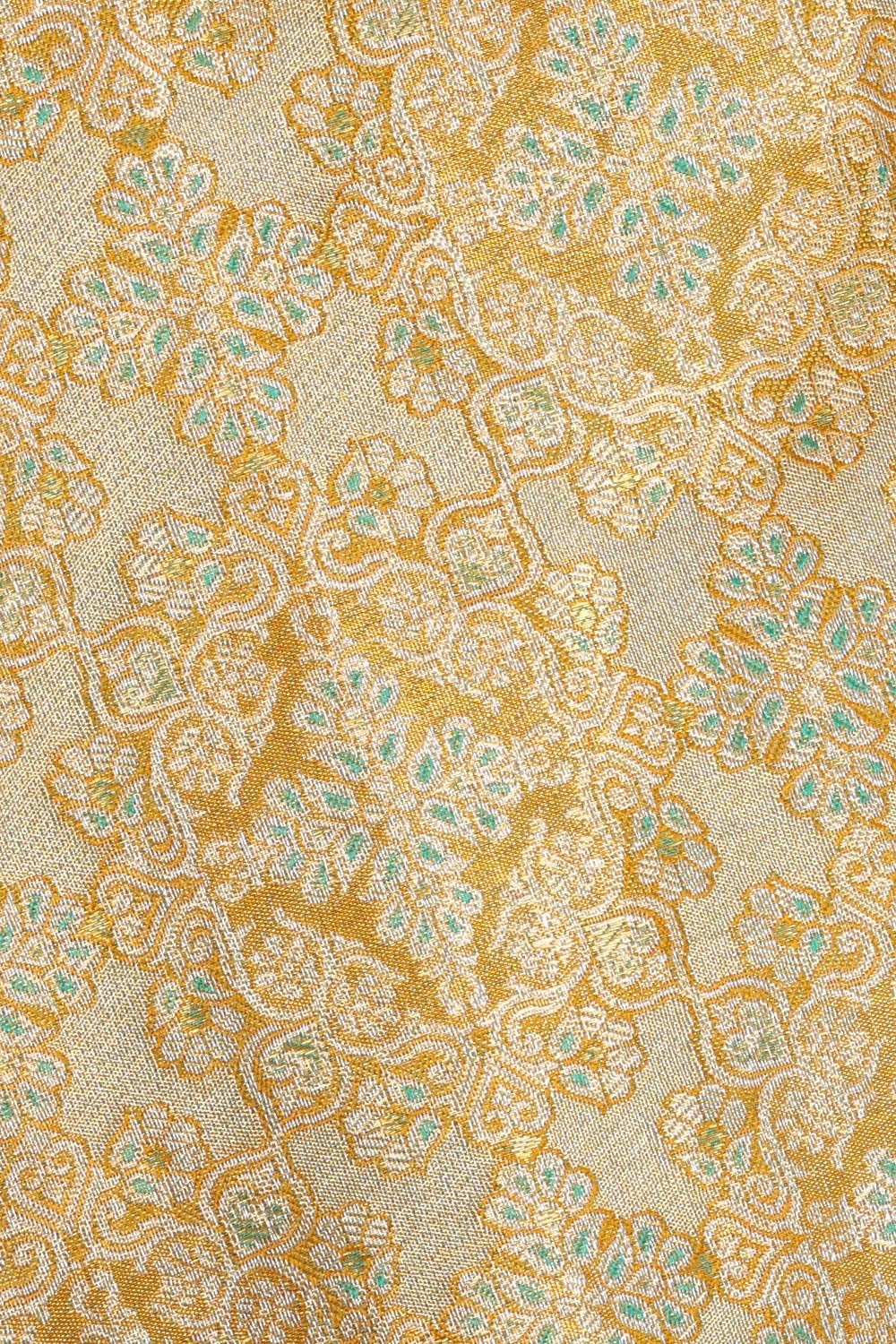 Kanchipattu Golden Yellow Tissue Brocade Saree