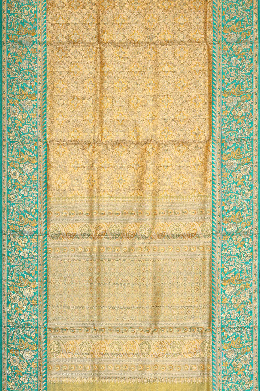 Kanchipattu Golden Yellow Tissue Brocade Saree