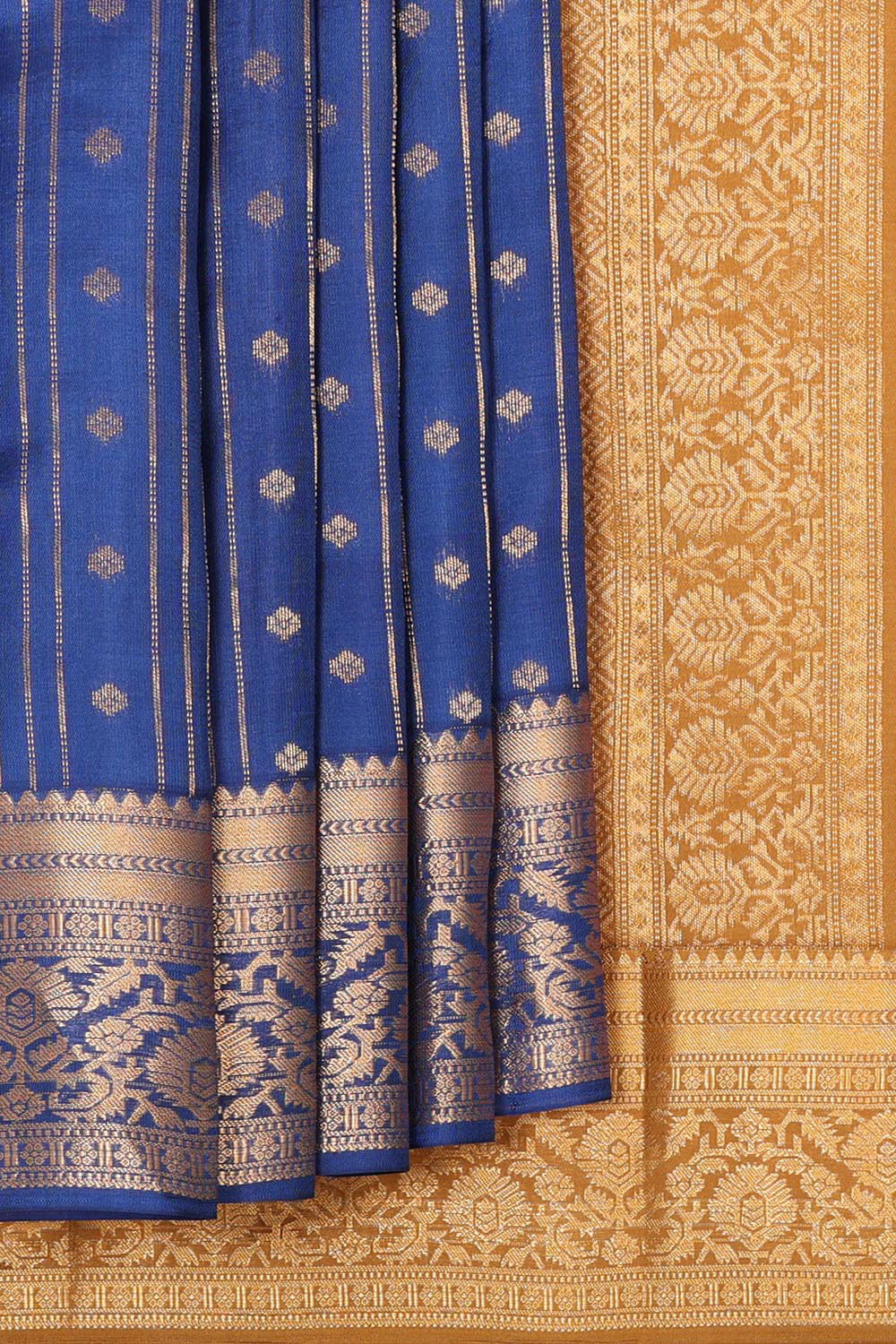 Kanchipattu Dark Blue Brocade Saree