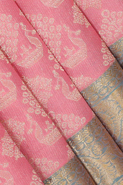 Image of Kanchipattu Onion Pink Brocade Saree