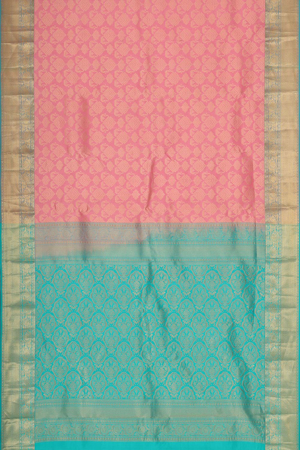 Kanchipattu Onion Pink Brocade Saree