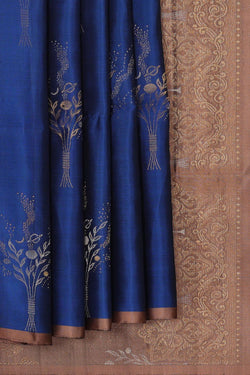 Image of Dark Blue Silk Saree