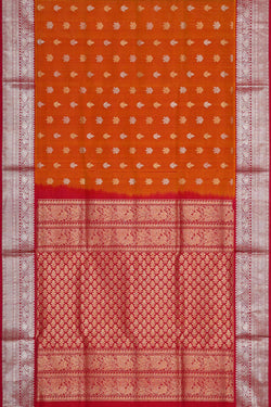 Collection of Venkatagiri Silk Dark Orange Saree in a gallery layout