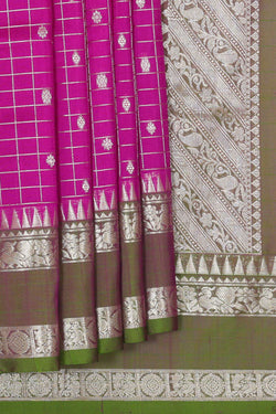 Collection of Venkatagiri Silk Magenta Saree in a gallery layout