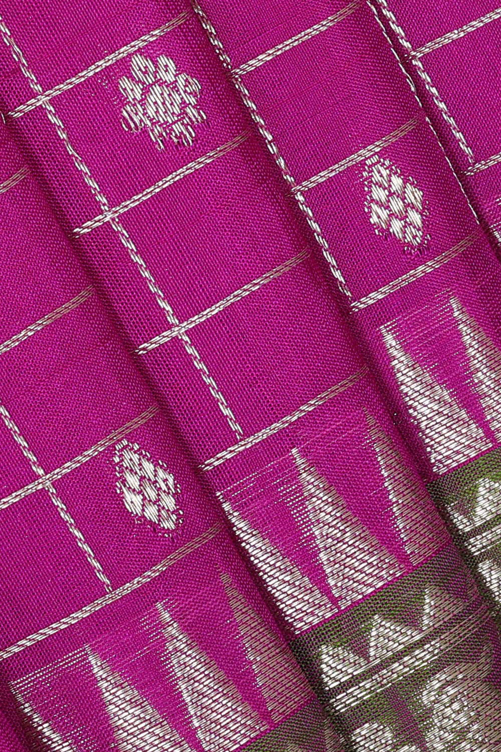 Collection of Venkatagiri Silk Magenta Saree in a gallery layout