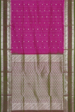 Collection of Venkatagiri Silk Magenta Saree in a gallery layout