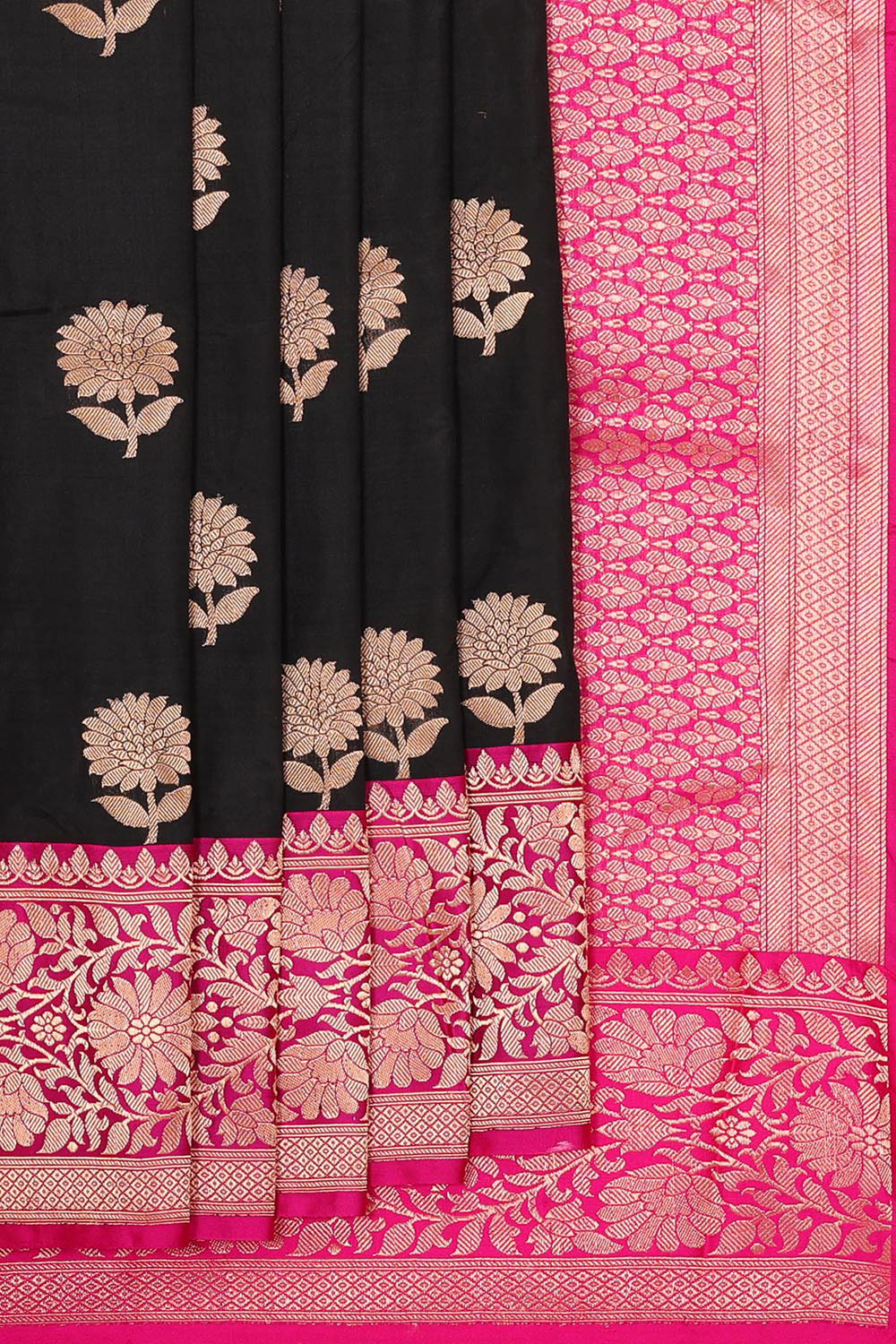 Collection of Banarasi Khatan Silk Black Saree in a gallery layout