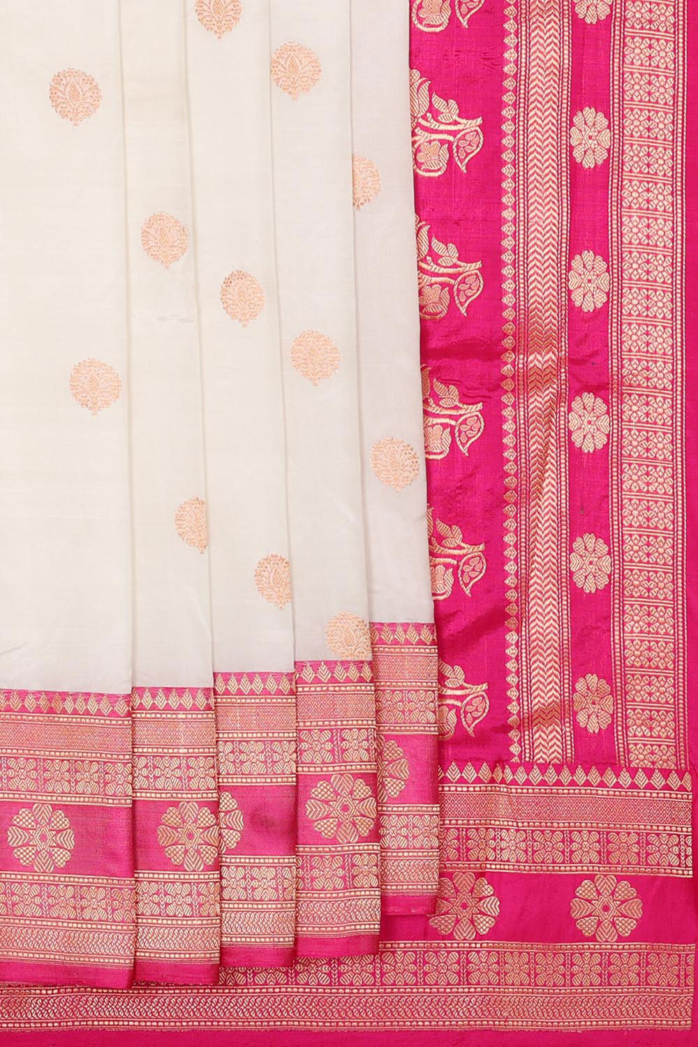 Collection of Banarasi Khatan Silk White Cream Saree in a gallery layout