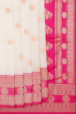 Collection of Banarasi Khatan Silk White Cream Saree in a gallery layout