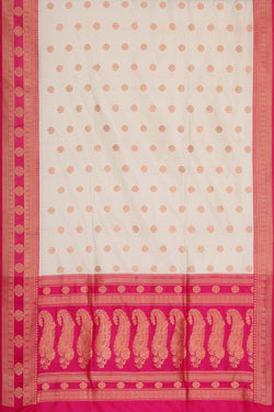 Collection of Banarasi Khatan Silk White Cream Saree in a gallery layout