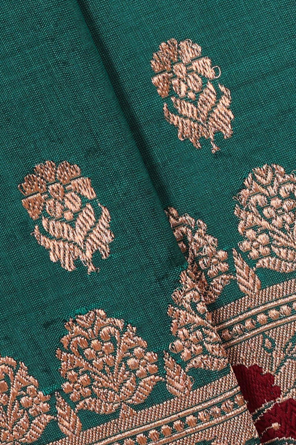 Banarasi Khatan Silk Teal Green Saree