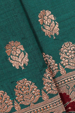 Image of Banarasi Khatan Silk Teal Green Saree