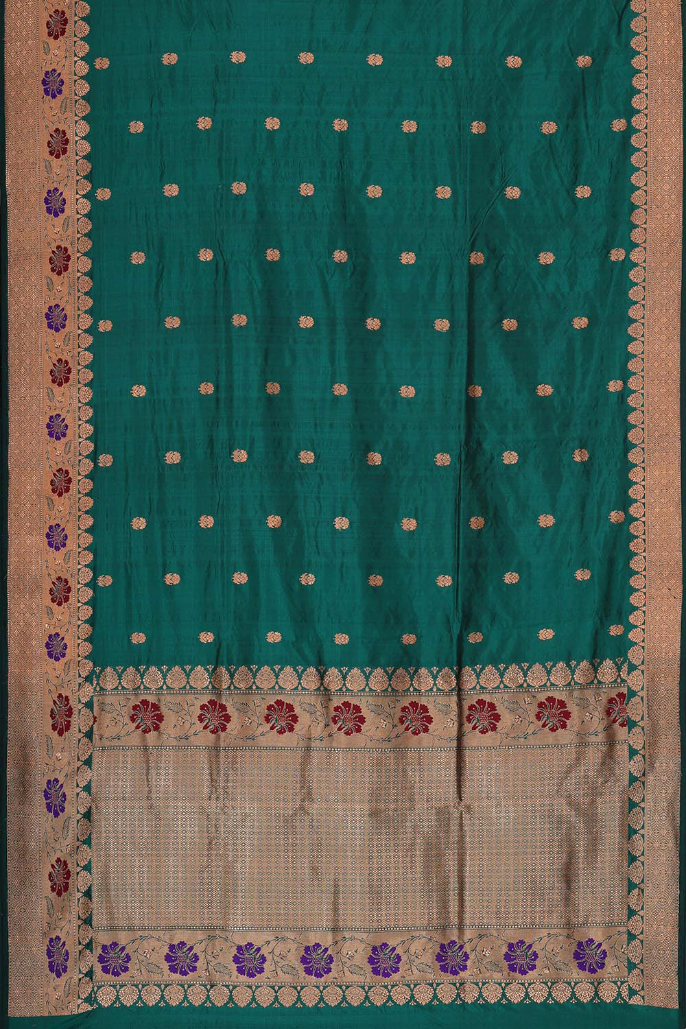 Banarasi Khatan Silk Teal Green Saree