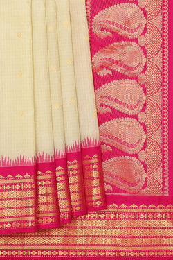 Image of Gadwal Organza Light Yellow Saree