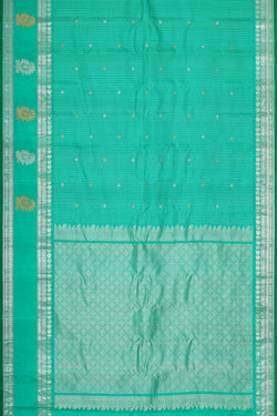 Image of Gadwal Silk Turquoise Green Saree