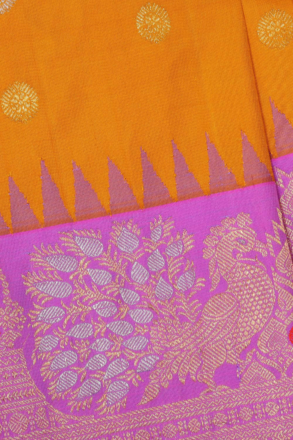 Gadwal Silk Mustard Yellow Saree