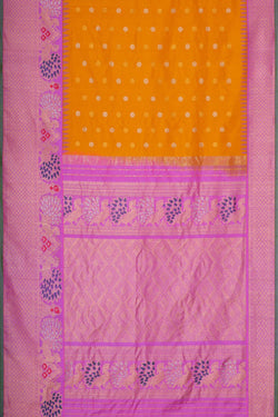 Image of Gadwal Silk Mustard Yellow Saree