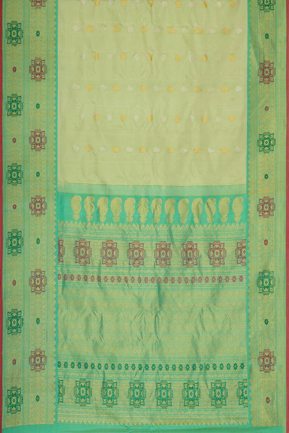 Gadwal Silk Pista Green Saree