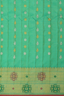 Image of Gadwal Silk Pista Green Saree