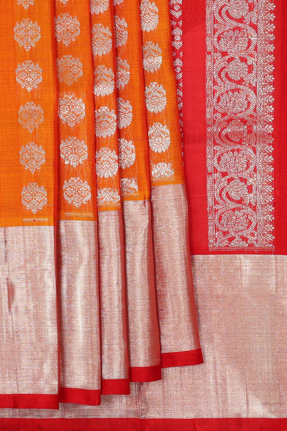 Collection of Venkatagiri Silk Orange Saree in a gallery layout