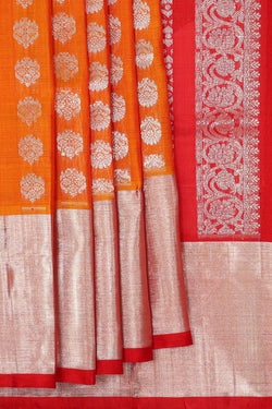 Collection of Venkatagiri Silk Orange Saree in a gallery layout