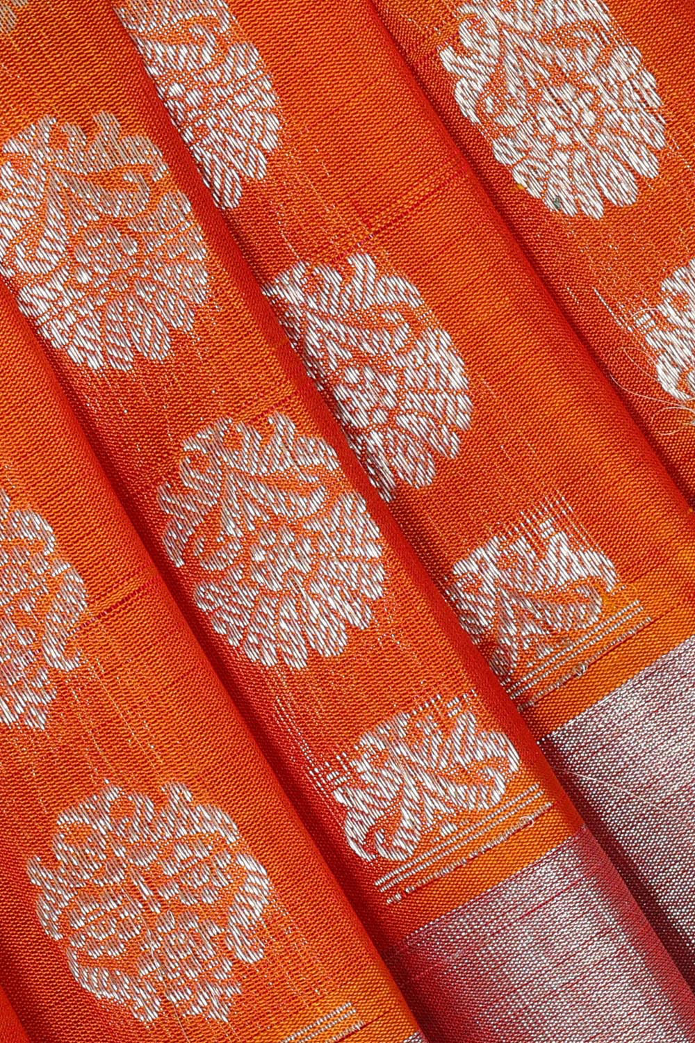 Collection of Venkatagiri Silk Orange Saree in a gallery layout