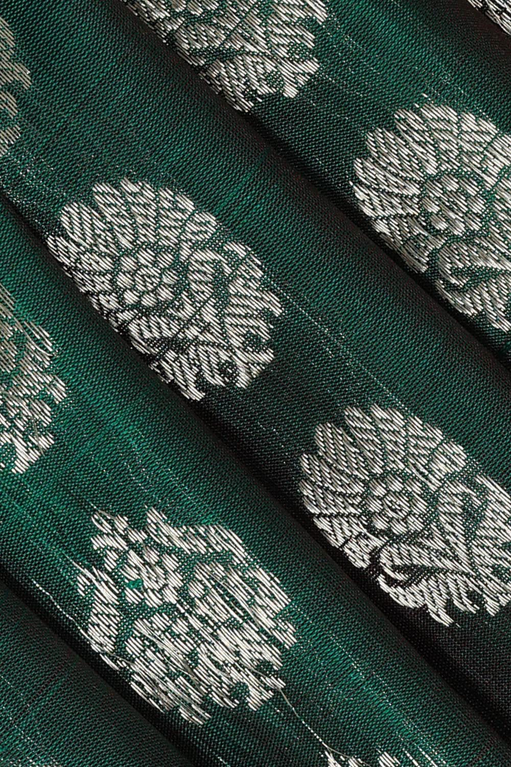 Collection of Venkatagiri Silk Bottle Green Saree in a gallery layout