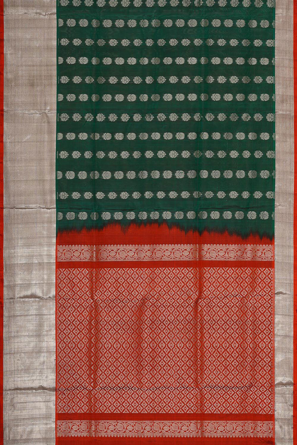 Collection of Venkatagiri Silk Bottle Green Saree in a gallery layout