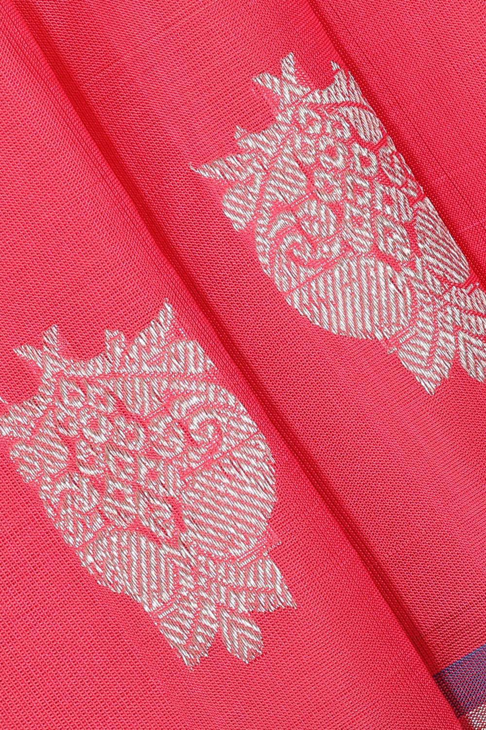 Venkatagiri Silk Pinkish Red Saree