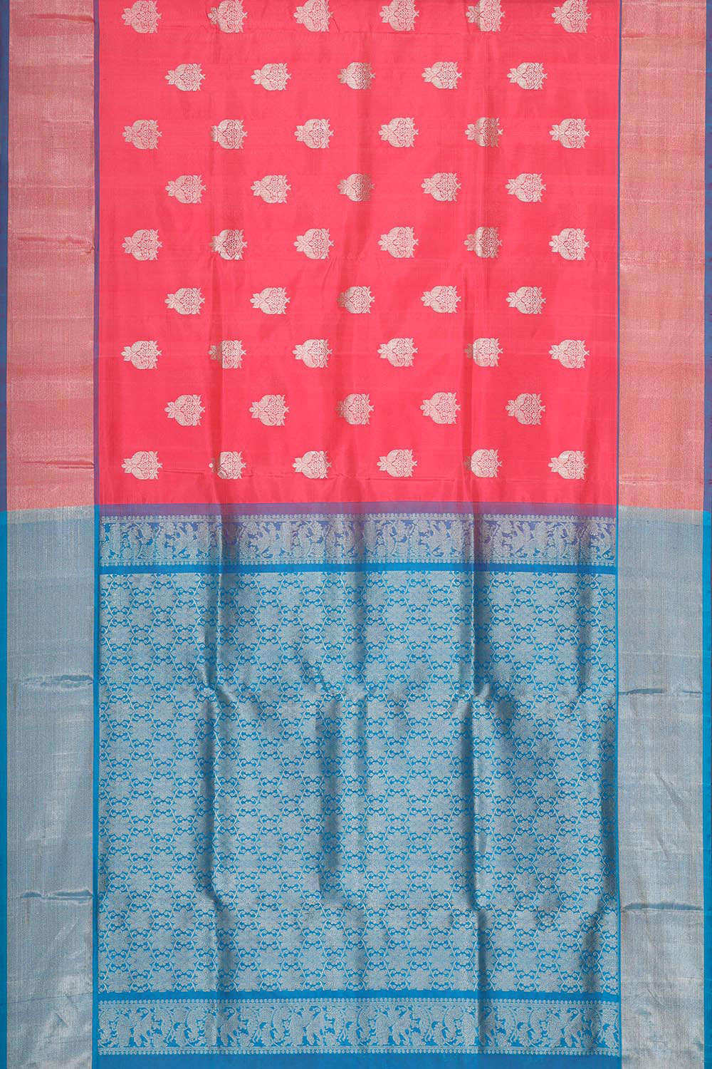 Venkatagiri Silk Pinkish Red Saree