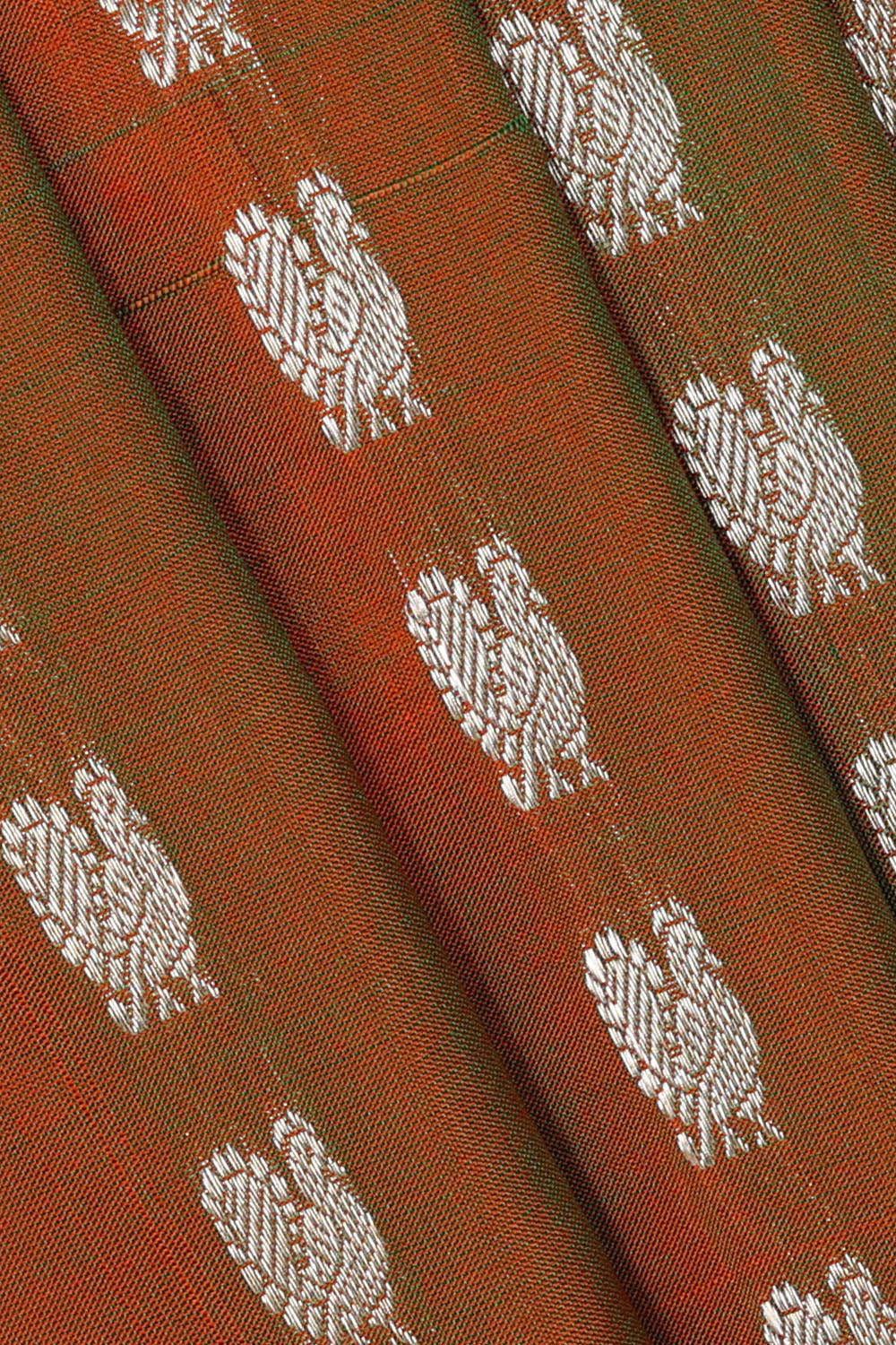 Image of Venkatagiri Silk Orangish Brown Saree