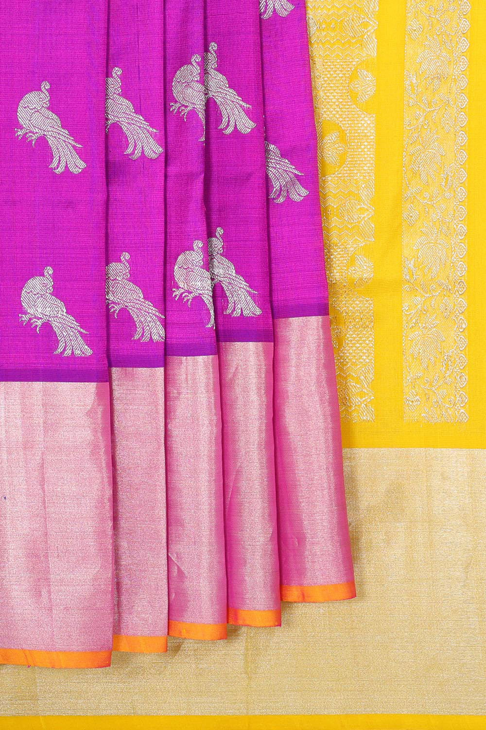 Collection of Venkatagiri Silk Magenta Saree in a gallery layout