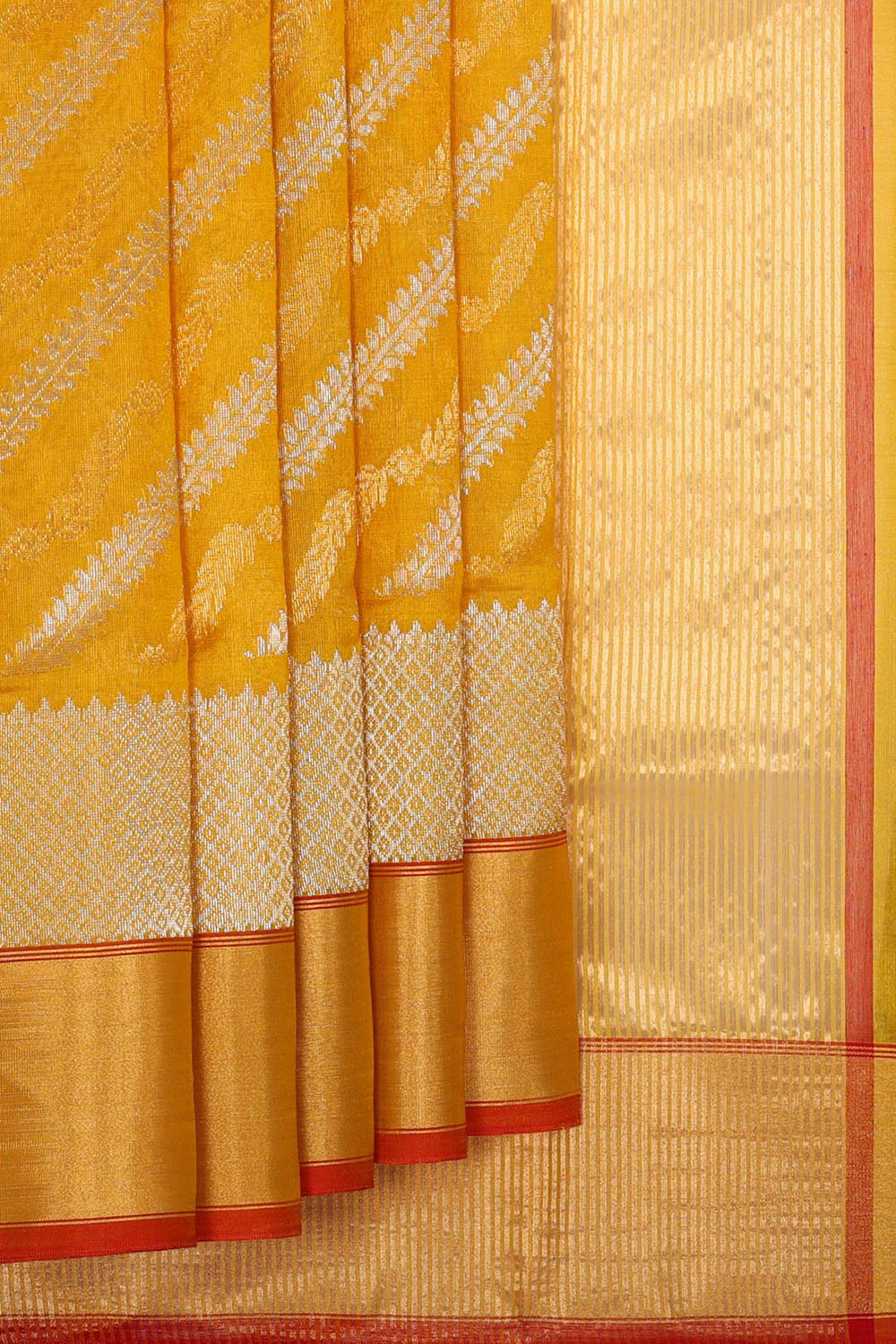 Collection of Chanderi Silk Yellowish Orange Saree in a gallery layout